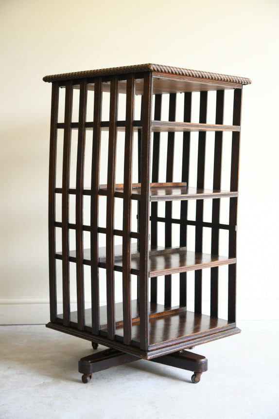 Edwardian Oak Revolving Bookcase