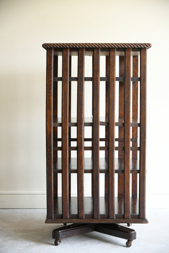 Edwardian Oak Revolving Bookcase