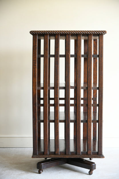 Edwardian Oak Revolving Bookcase