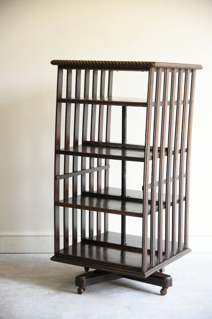 Edwardian Oak Revolving Bookcase