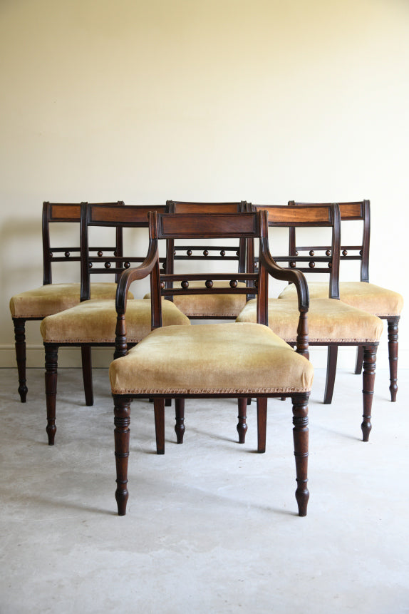 6 Antique 19th Century Bar Back Dining Chairs