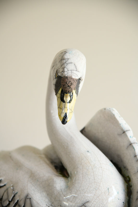 Large Raku Pottery Swan