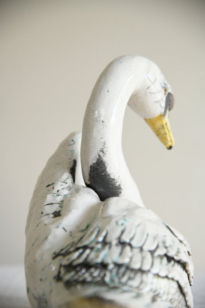 Large Raku Pottery Swan