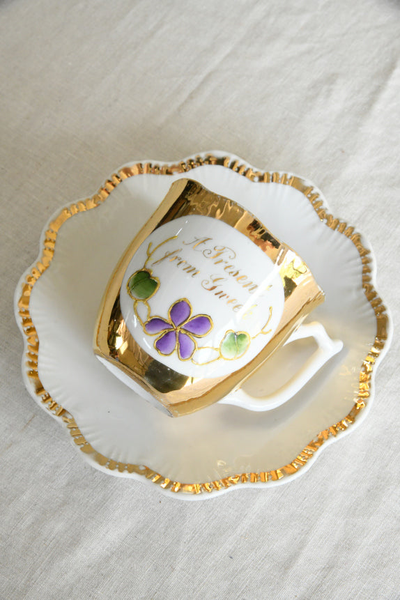 Vintage Cup & Saucer - A Present From Gweek