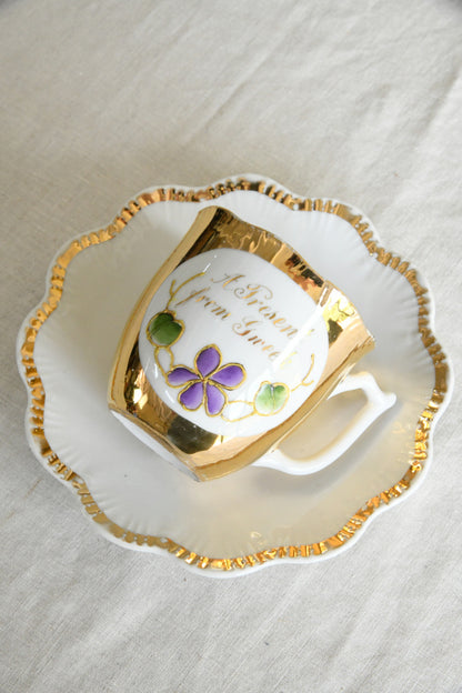 Vintage Cup & Saucer - A Present From Gweek