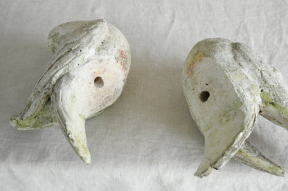 Pair Vintage Composite Stone Doves