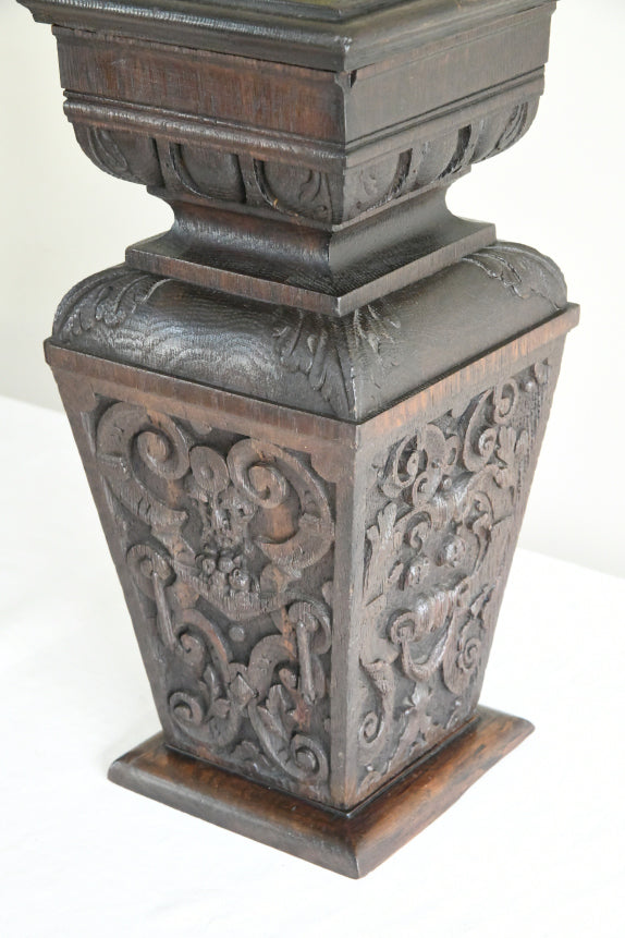 Rustic Carved Oak Table Lamp