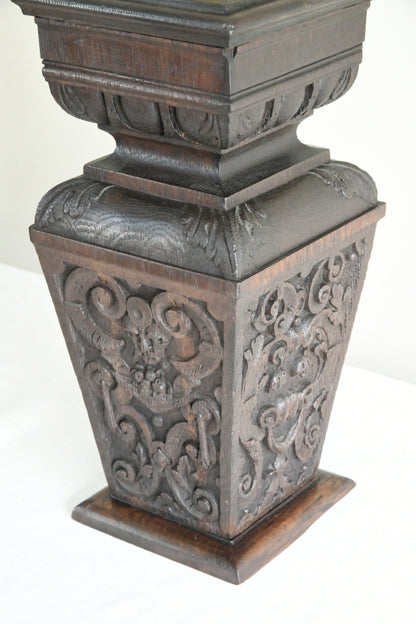 Rustic Carved Oak Table Lamp