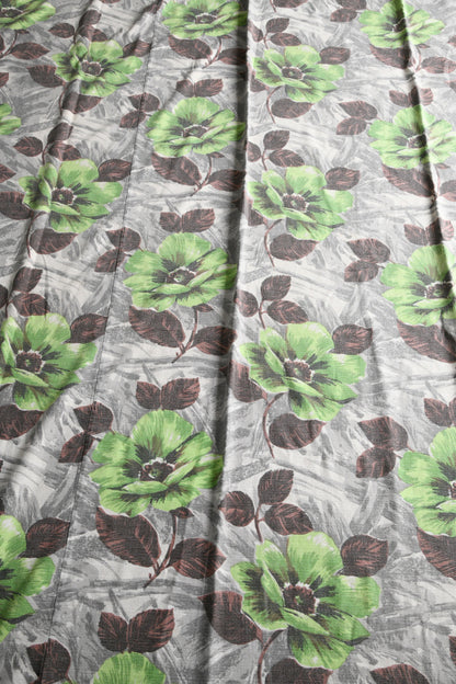 Retro Floral Bark Cloth Curtain