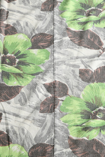 Retro Floral Bark Cloth Curtain