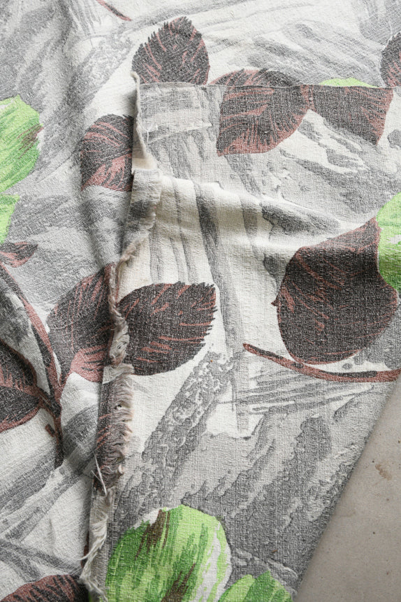 Retro Floral Bark Cloth Curtain