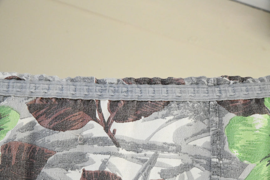 Retro Floral Bark Cloth Curtain