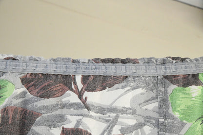 Retro Floral Bark Cloth Curtain