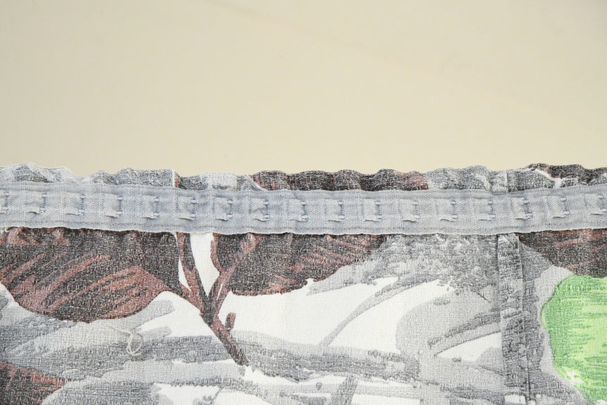 Retro Floral Bark Cloth Curtain