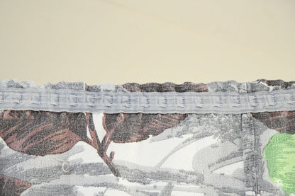 Retro Floral Bark Cloth Curtain