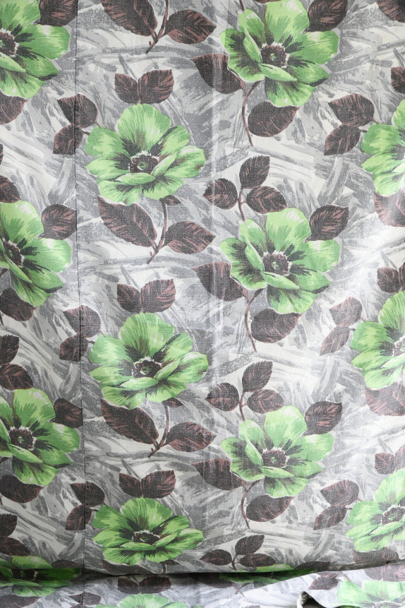 Retro Floral Bark Cloth Curtain