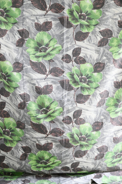 Retro Floral Bark Cloth Curtain