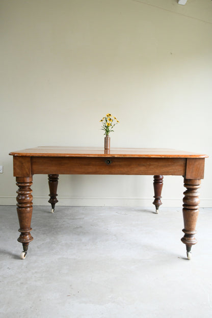 Victorian Pine & Mahogany Extending Dining Table