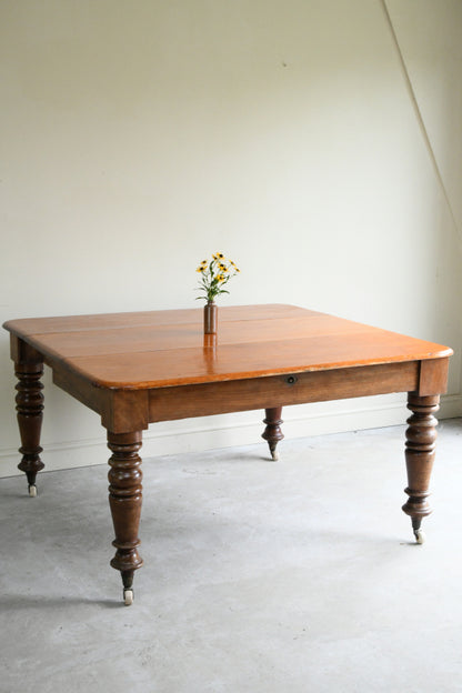 Victorian Pine & Mahogany Extending Dining Table