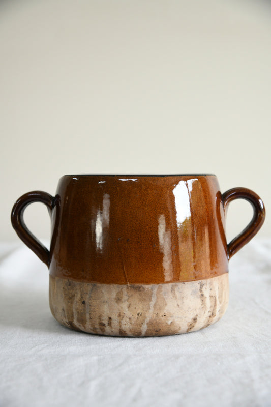 French Brown Glazed Earthenware Cooking Pot