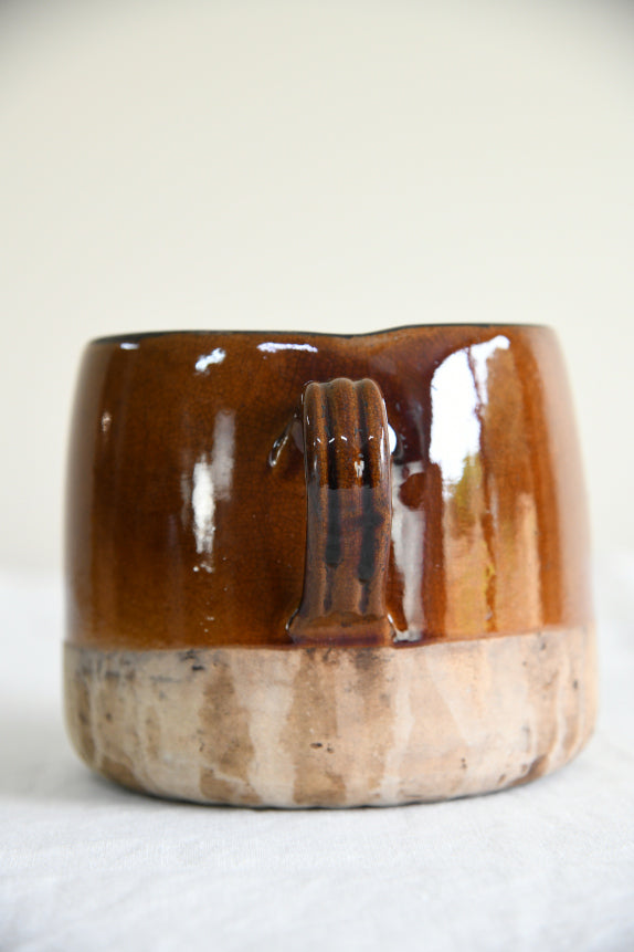 French Brown Glazed Earthenware Cooking Pot