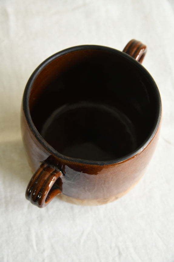 French Brown Glazed Earthenware Cooking Pot