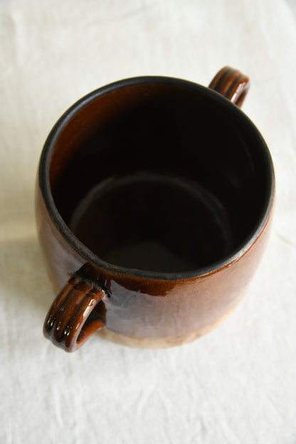 French Brown Glazed Earthenware Cooking Pot