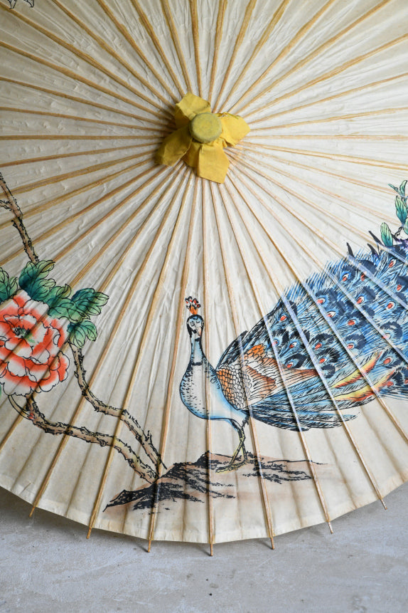 Vintage Chinese Paper & Bamboo Parasol