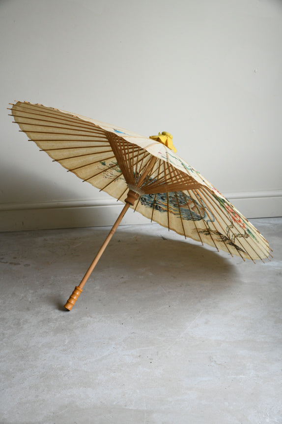 Vintage Chinese Paper & Bamboo Parasol