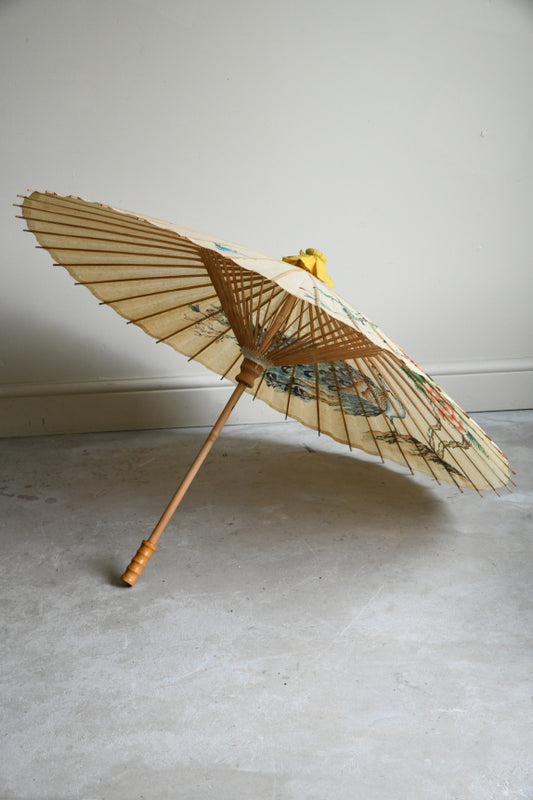Vintage Chinese Paper & Bamboo Parasol