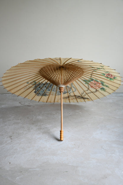 Vintage Chinese Paper & Bamboo Parasol