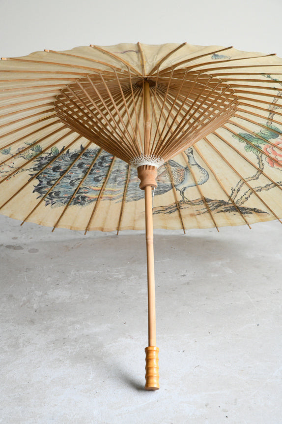 Vintage Chinese Paper & Bamboo Parasol