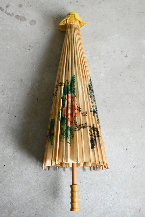 Vintage Chinese Paper & Bamboo Parasol