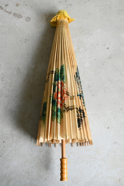 Vintage Chinese Paper & Bamboo Parasol