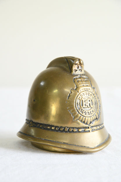 Vintage Solid Brass Police Helmet Money Box
