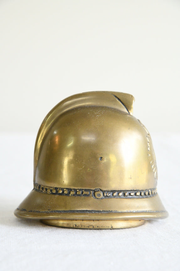 Vintage Solid Brass Police Helmet Money Box