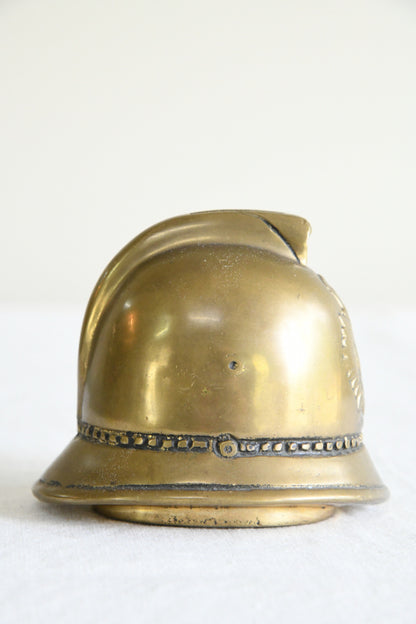 Vintage Solid Brass Police Helmet Money Box