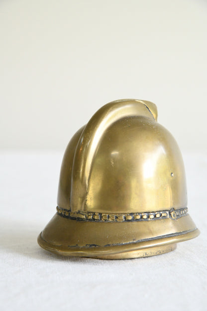 Vintage Solid Brass Police Helmet Money Box