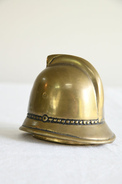 Vintage Solid Brass Police Helmet Money Box