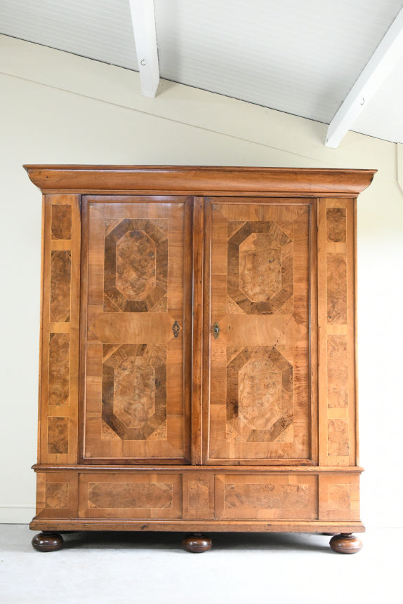 19th Century Continental Inlaid Walnut Cupboard