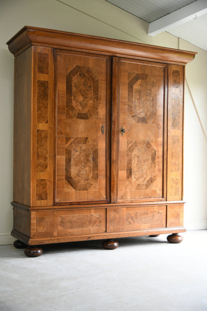19th Century Continental Inlaid Walnut Cupboard