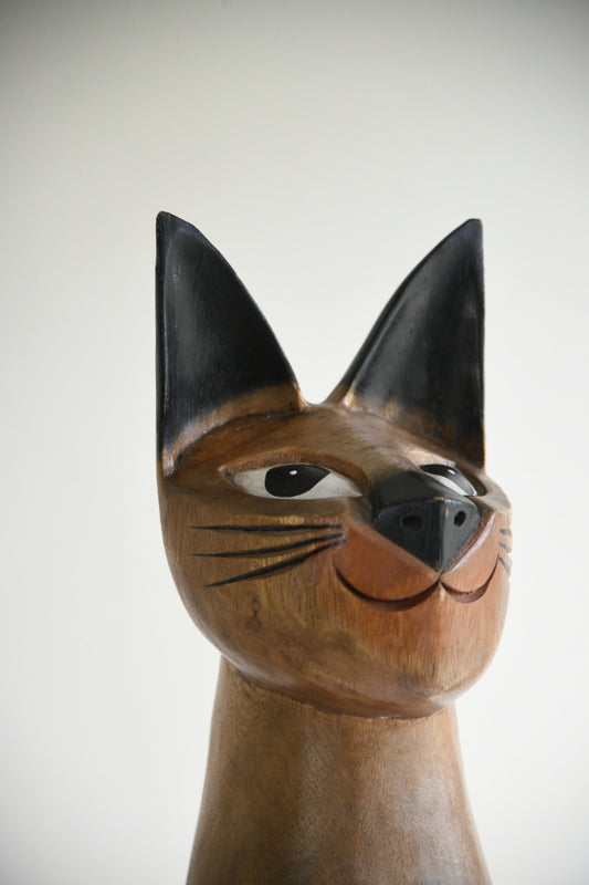 Large Decorative Wooden Cat