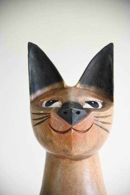 Large Decorative Wooden Cat