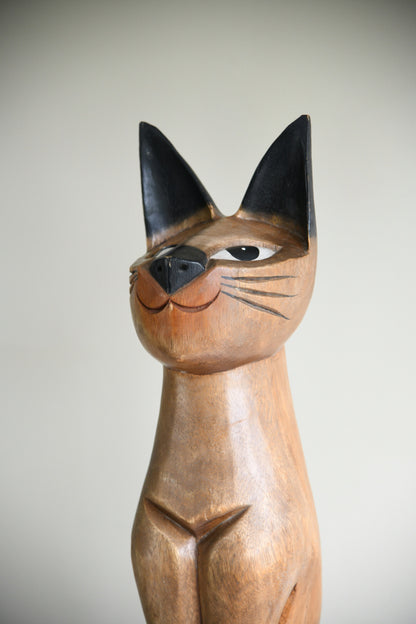 Large Decorative Wooden Cat