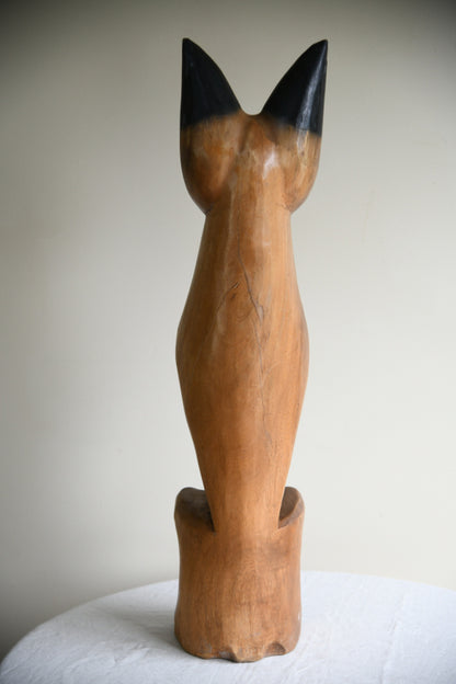 Large Decorative Wooden Cat