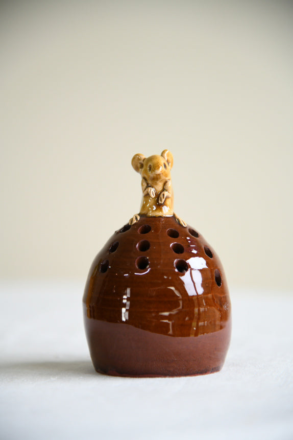 Vintage Studio Pottery Mouse Flower Frog
