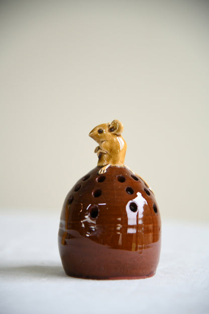 Vintage Studio Pottery Mouse Flower Frog