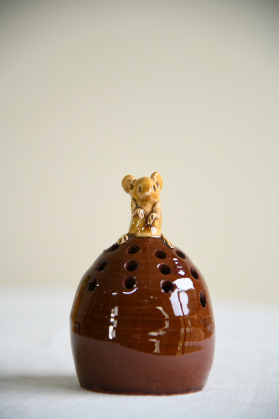 Vintage Studio Pottery Mouse Flower Frog
