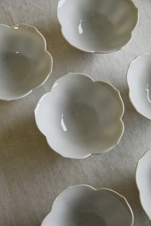 6 White Lotus Porcelain Bowls