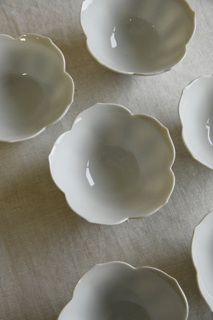 6 White Lotus Porcelain Bowls